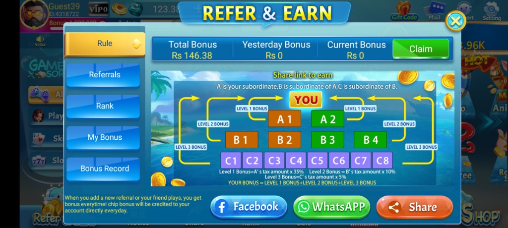 3 Patti Pearl Android splash with Logon and Guest buttons